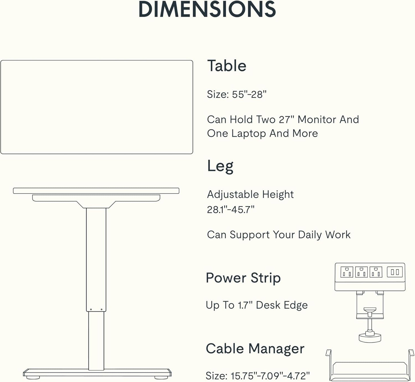 FLEXISPOT EN2 55" x 28" Mahogany Standing Desk with Power Strip Bundle