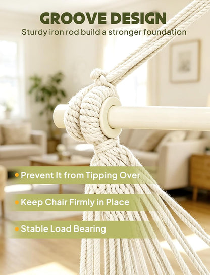 Hammock Chair with 500 lbs Capacity, Two Cushions, Spreader Bar, and Carabiner Strap