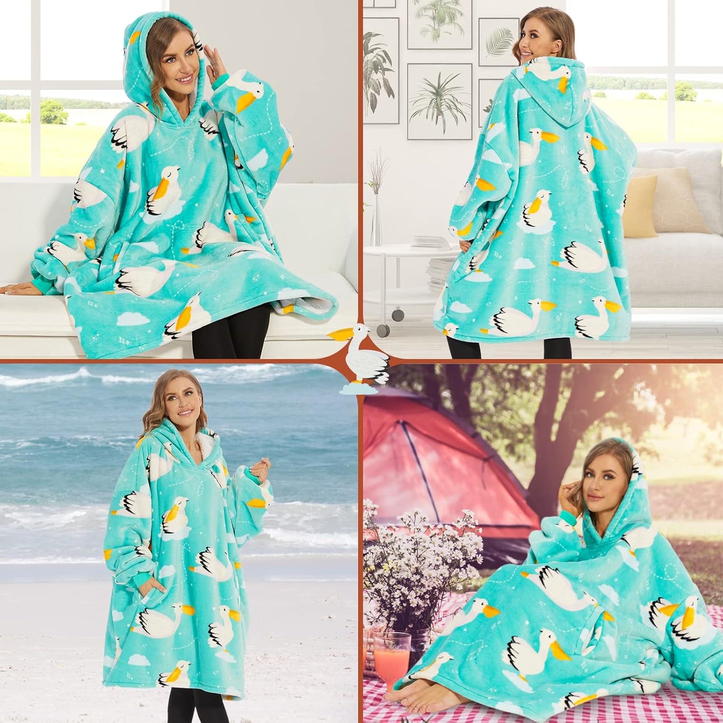 Oversized Sherpa Hooded Blanket Sweatshirt - Ultra Cozy Wearable Blanket Hoodie for Adults