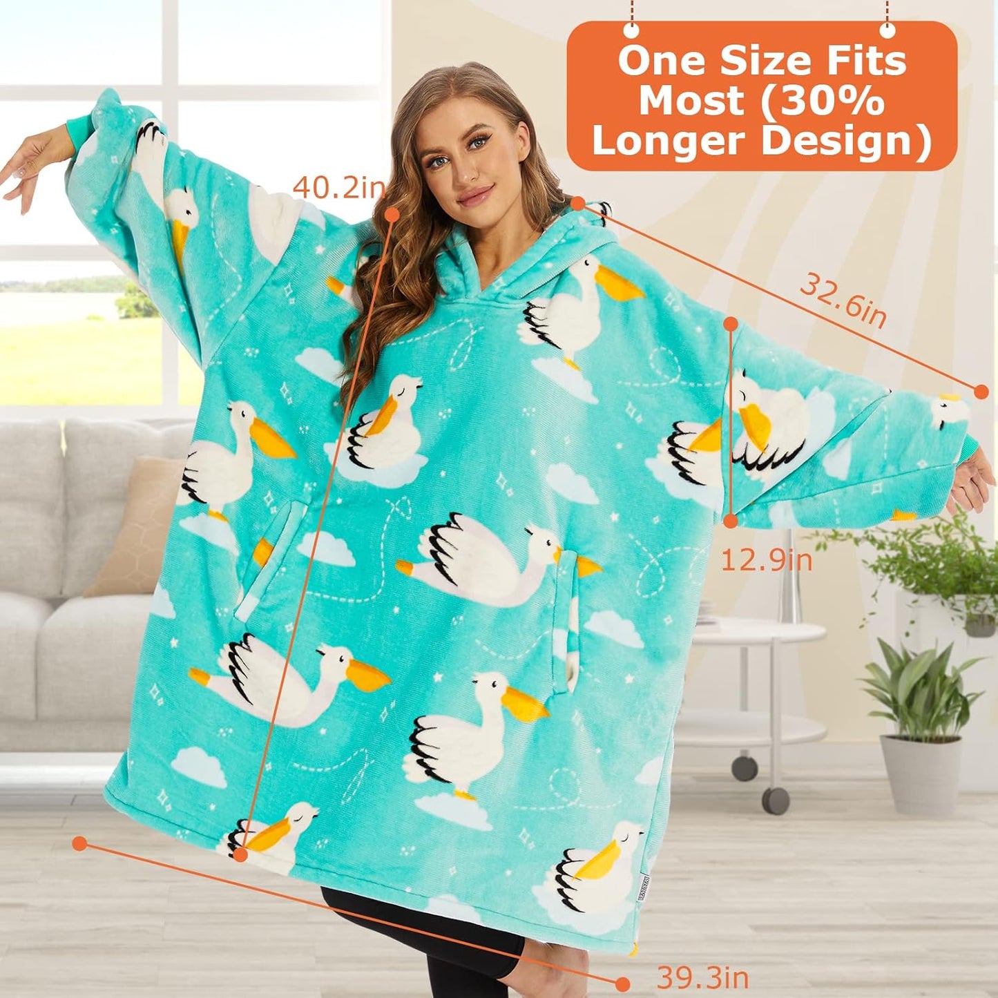 Oversized Sherpa Hooded Blanket Sweatshirt - Ultra Cozy Wearable Blanket Hoodie for Adults