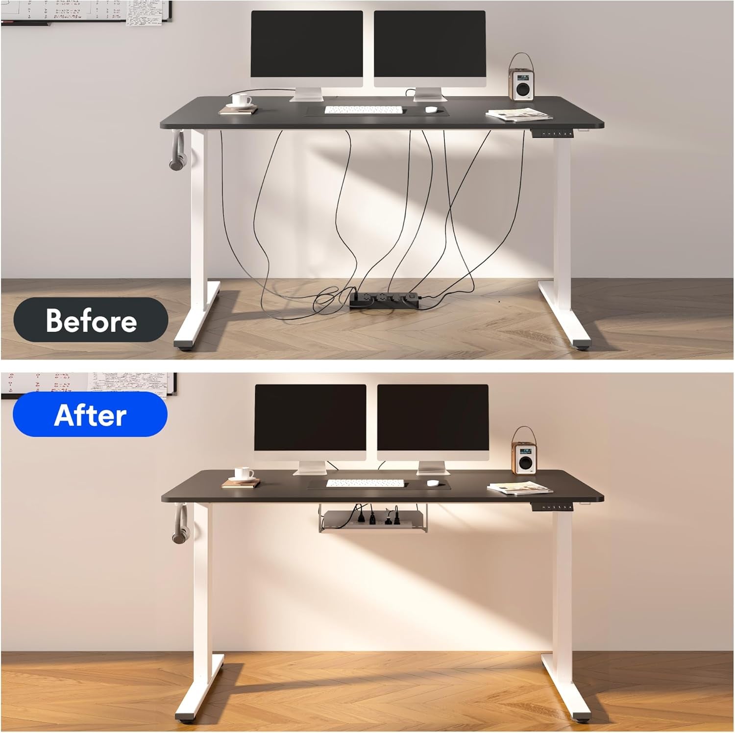 FLEXISPOT EN2 55" x 28" Mahogany Standing Desk with Power Strip Bundle