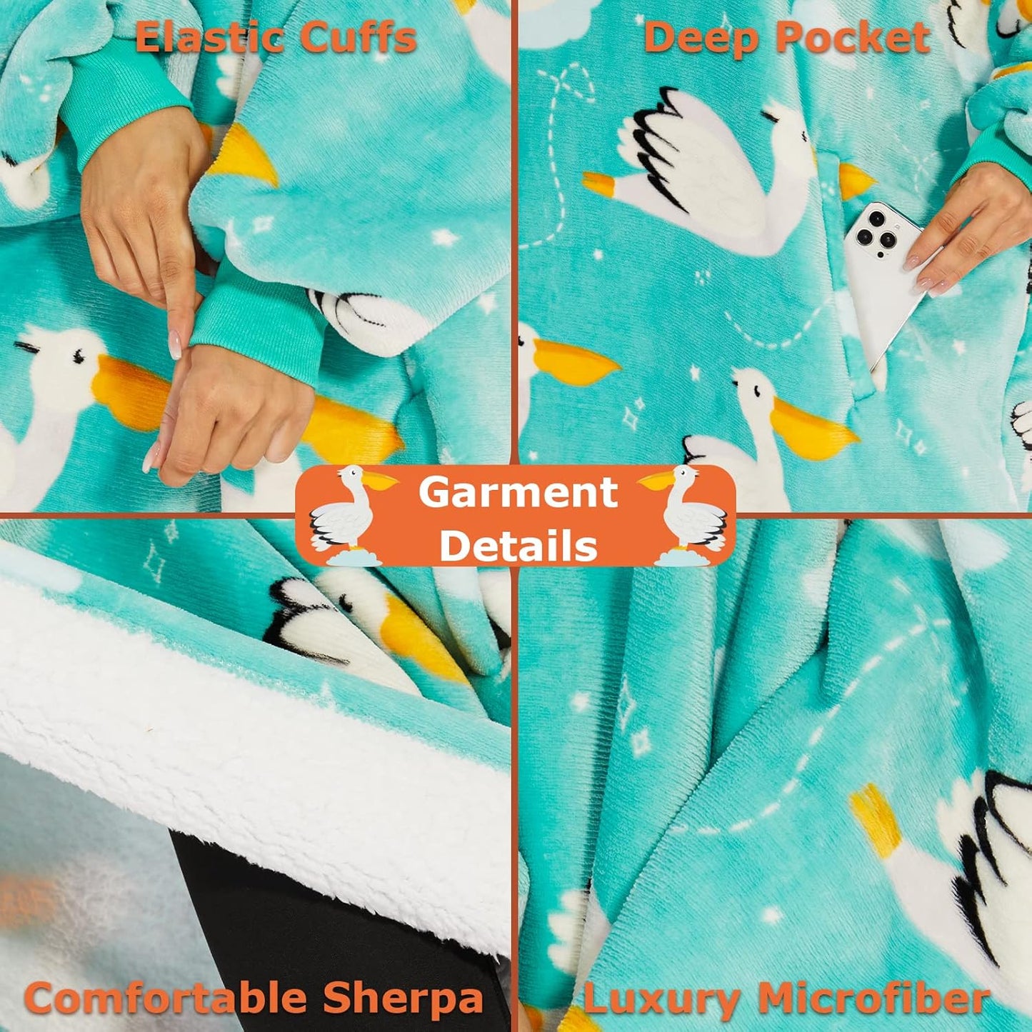 Oversized Sherpa Hooded Blanket Sweatshirt - Ultra Cozy Wearable Blanket Hoodie for Adults