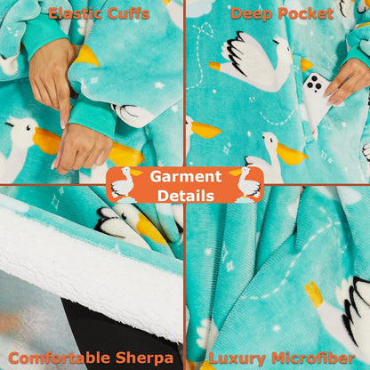 Oversized Sherpa Hooded Blanket Sweatshirt - Ultra Cozy Wearable Blanket Hoodie for Adults