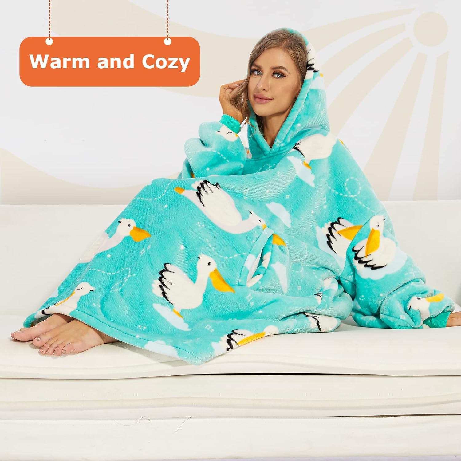 Oversized Sherpa Hooded Blanket Sweatshirt - Ultra Cozy Wearable Blanket Hoodie for Adults