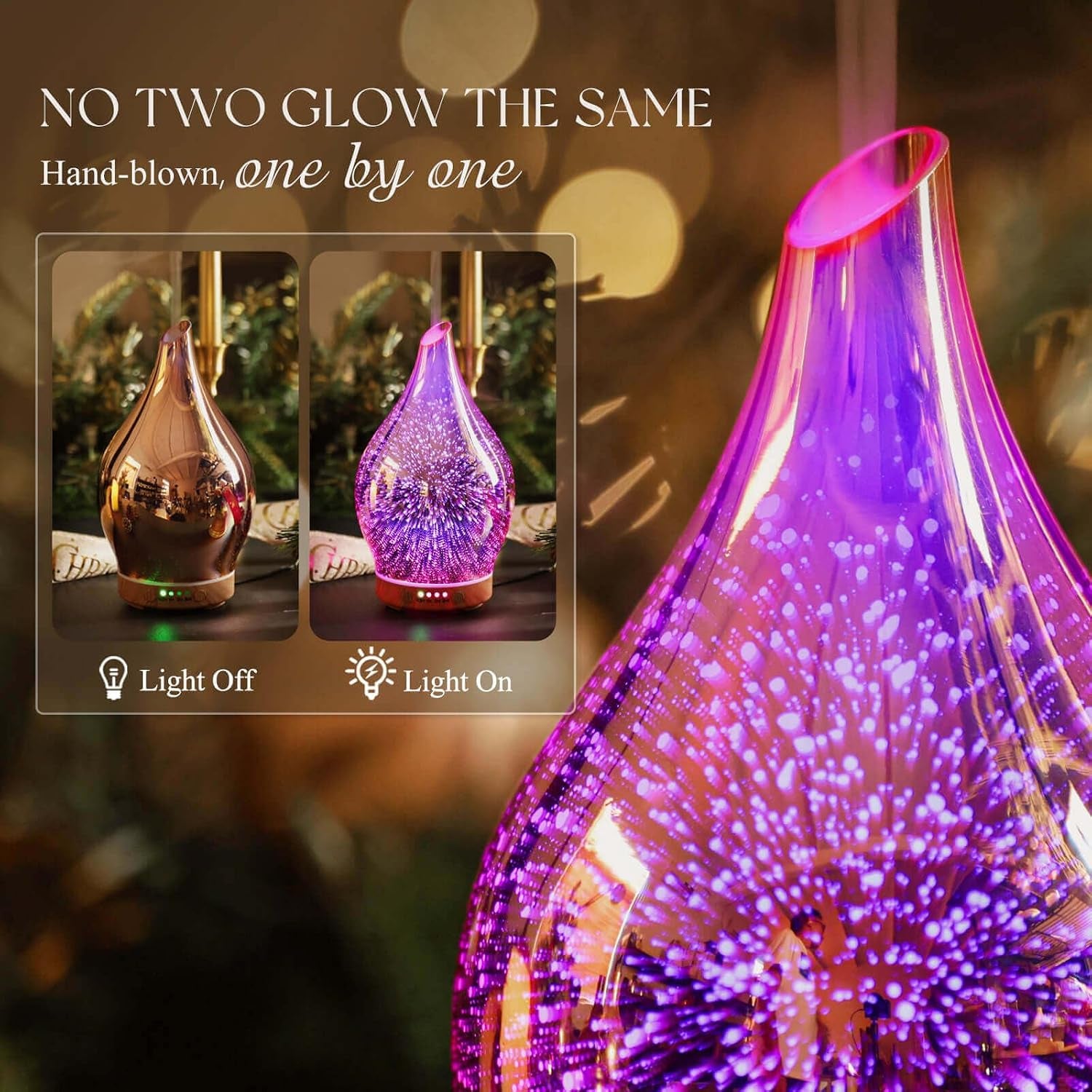 Essential Oil Diffuser 150Ml Handmade Glass Diffuser 6H Runtime