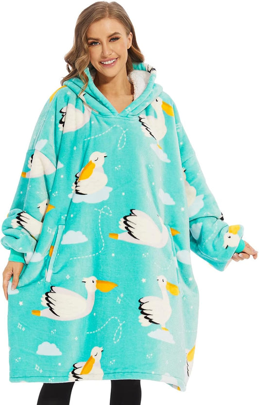 Oversized Sherpa Hooded Blanket Sweatshirt - Ultra Cozy Wearable Blanket Hoodie for Adults