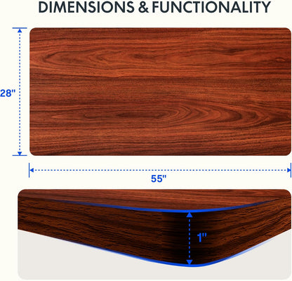 FLEXISPOT EN2 55" x 28" Mahogany Standing Desk with Power Strip Bundle