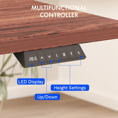 FLEXISPOT EN2 55" x 28" Mahogany Standing Desk with Power Strip Bundle