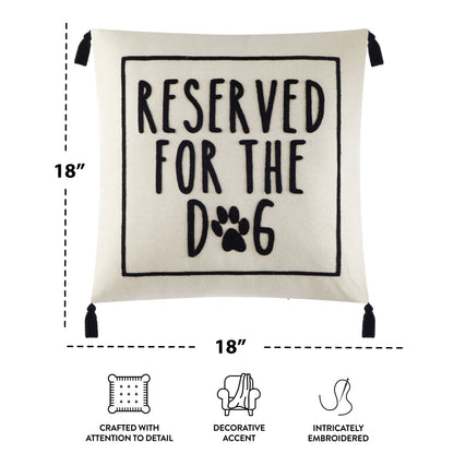Reserved for the Dog Square Decorative Throw Pillow for Adults, 18" x 18"